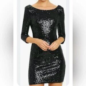 Gianni Bini Black Sequin Bodycon Party Dress XS